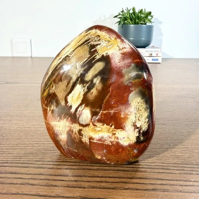 Jaspe polychrome naturel poli – Pierre décorative massive – Minéral rouge - Photo 1/4