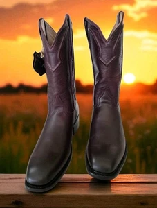 Cuero The Boss Handcrafted Leather Boots - Burgundy Size 10 D Mens NEW - Picture 1 of 6