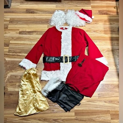 Vintage Mens Red Velvet Santa Claus Suit Christmas Complete Costume w/Bell~XXL~ - Image 1 of 4