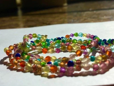 Solid 9ct gold turquoise, tourmaline, lapis, garnet, carnelian necklace 9k 375 - Image 1 of 4