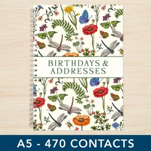 Libreta de direcciones y cumpleaños Nature A5 de la A a la Z hecha a mano libro de cumpleaños de tapa blanda contactos - Imagen 1 de 15