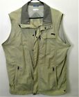Vintage Columbia Fishing Vest Shirt Zipper & Snaps Tan W/Drawstring Waist 