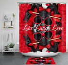 Funny Dog Shower Curtain Valentine's Day Cupid Arrow Bathroom Accessories Set