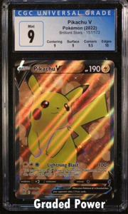 Pokemon Brilliant Stars Pikachu V CGC 9 QUAD++ Holo (0089) 157/172 - Imagen 1 de 2