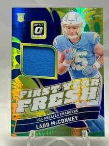 2024 Donruss Optic Ladd McConkey First Year Fresh Jersey Green Hyper RC #FYF-LMY - Picture 1 of 3