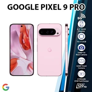 Google Pixel 9 Pro 5G Android Mobile Phone(Rose Quartz/16GB+512GB/eSIM/Unlocked) - Afbeelding 1 van 7