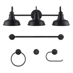 Hampton Bay Elmcroft 29" 3-Light Matte Black Vanity Light w/ 4-Pcs Accessory Kit - Picture 1 of 13