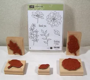 Stampin Up!® Friedliche Blütenblätter 133104 montierte Stempel Blumen Blätter Floral 5 Stück - Bild 1 von 6