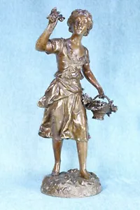 Girl Sculpture with Basket. Calamina Ernesto Rancoulet Girl Sculpture with Basketball - Picture 1 of 8