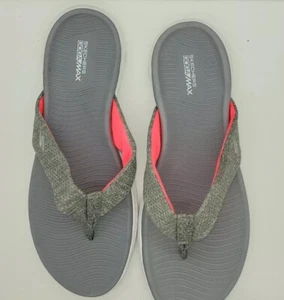 Skechers Goga Max Grey & Neon Pink Thong Sandals US Sz 9,UK6, Eur 39, 26CM  - Picture 1 of 7