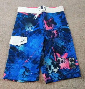 OP Flex Ocean Pacific Surfboard Shorts Youth Boys Large 10-12 Swim Trunks Skulls - Picture 1 of 8
