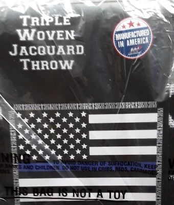 Triple Tejido Jacquard Tiro 46" x 59" - Bandera Vidas Azules - ¡Apoya a nuestra Policía! Foto 1 de 4