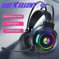 For PC PS4 USB 3.5mm Gaming Headset Headphone with 7.1 Surround Sound/RGB Light