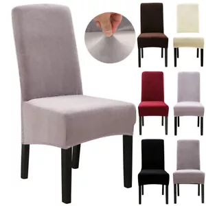 Large Velvet Dining Chair Covers Wedding Banquet Party Stretch Seat Slipcover UK - Picture 1 of 16
