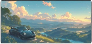MPCO. Manga Motors Porsche Blue Large Size Gaming WFH Mousepad Full Desk Mat - Picture 1 of 1