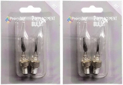 PREMIER DECORATIONS Premier RF7 4 Bulbs (2 Pack x 2) Christmas Candle Bridge Arch Flicker Bulb Clear