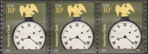 US Stamp Scott # 3763 Plate # S2222 Coil Strip of 3 Used 10 Cents Eagle & Clock - Picture 1 of 1