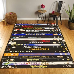 VHS Themed Rug,Nostalgic Retro Style Rug,Movie Room Rug,Halloween Rug,Horror Rug - Picture 1 of 10