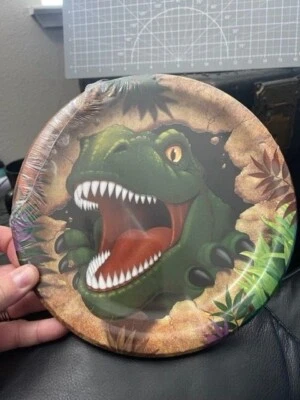 Dino Blast 8-3/4" Paper Plates 8 Pack Dinosaur Birthday Party Decoration New!!! - Image 1 of 2