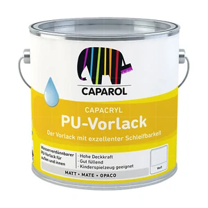 CAPAROL Capacryl PU-Vorlack 0.75 LTR Vorstrich Primer Holzlack Metall PVC WEISS - Bild 1 von 2