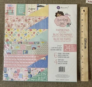 Prima Traveling Girl Scrapbook Paper Pad Julie Nutting 12”x12” 24 Sheets New - Picture 1 of 2