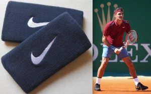 Nike DRI-FIT Premier 2016 DW Pulseras Obsidiana/Blanco Roger Federer Un Par - Imagen 1 de 3