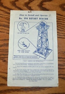 Lionel Postwar 394-30 5-50 Rotary Beacon Instructions - Picture 1 of 2