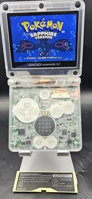 Nintendo Game Boy Advance GBA SP IPS V2 Screen And USB-C Mod Luigia Clear Theme - Image 1 of 4
