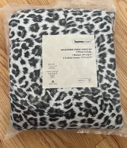 HomeSmart Microfiber 3 Pc Fleece Set - Blanket + 2 Cushion Covers - NIB - Picture 1 of 6