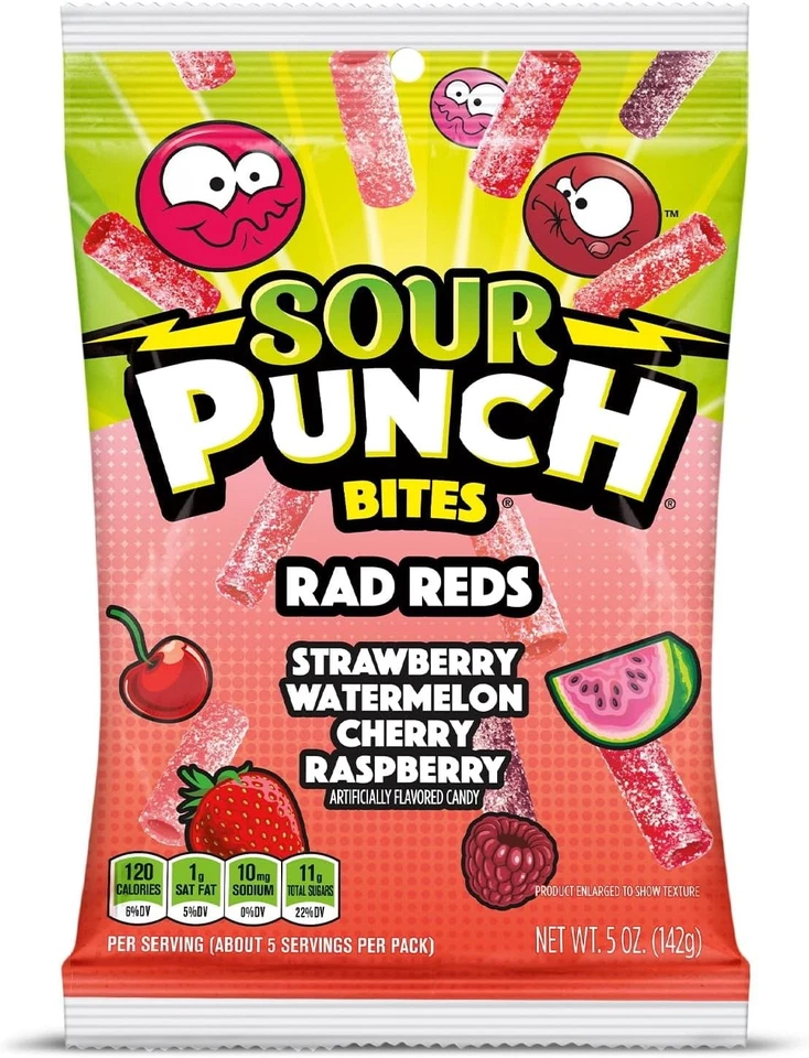 Caramelo Sour Punch Bites surtido Ragin' Reds 5 oz Foto 1 de 1