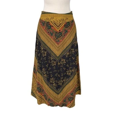 Falda midi de algodón bohemio The Territory Ahead línea A talla 6 forrada suroeste Foto 1 de 4