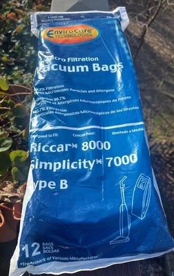 BOLSAS ASPIRADORAS ENVIROCARE TIPO B PARA RICCAR 8000 SIMPLICIDAD 7000 12 BOLSAS Foto 1 de 2