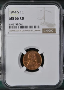 1944-S Lincoln Cent NGC MS-66 RD - Picture 1 of 2