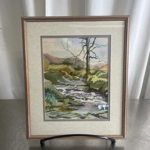 Original Watercolour Signed Framed Artwork River Scene Scotland 1992 43x36cm - Picture 1 of 7