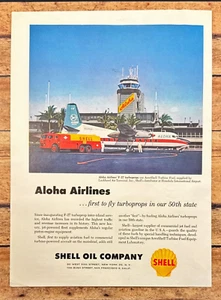 1960 Shell Oil Aloha Airlines F-27 Vintage Print Ad Honolulu Intl Airport - Bild 1 von 6
