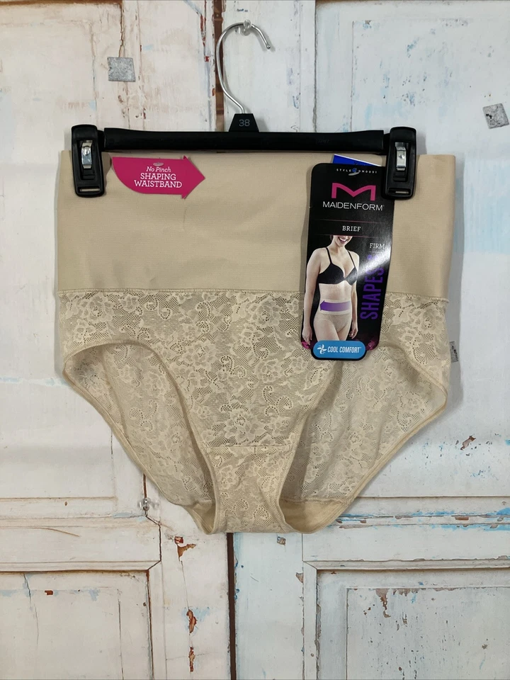 Maidenform Pink Pirouette Tame Your Tummy Lace Brief Size Large