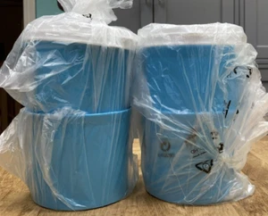 Tupperware Christmas Gift Canisters Set of 4 Blue w/ White Seals 2-cup New - Picture 1 of 1