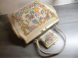 Vintage Tolle Gobelin Handtasche + Geldbörse 30 x 30 cm Trendsetter - Bild 1 von 9