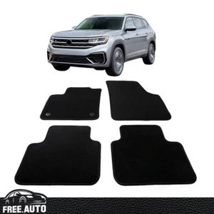 Floor Mats Fits 18-24 Volkswagen Atlas Auto Black Nylon Car Liners Carpet 4PC - Picture 1 of 7