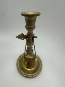 Portacandele nave bastone cardanico ottone massiccio oscillante vintage secolo - Foto 1 di 8