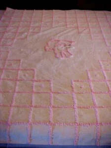 Copriletto culla ciniglia bambino vintage con agnello rosa - Foto 1 di 5