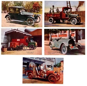5 Stck. 1930er Jahre japanische Postkarte Klassisch Auto Motor Auto LKW Feuerwehrmann - Bild 1 von 7