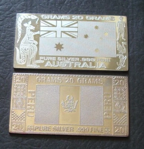 Two Flags Different Countries Silver Proof 40 Grams Uncirculated - Picture 1 of 2