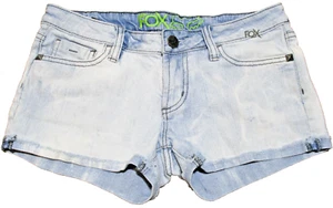 FOX Racing Stretch Denim Bleached Jean Dungaree Shortie Shorts Size 3 Junior EUC - Picture 1 of 3