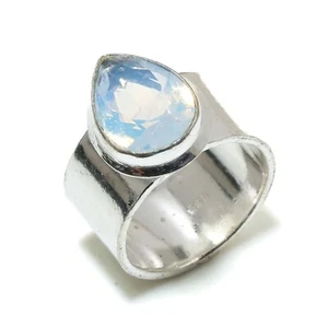 Milchiger Opal handgefertigter Edelstein 925 Silber plattiert Schmuck Ring US-Größe 7,5 - Bild 1 von 4