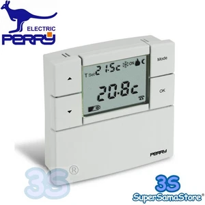 Perry 1TPTE530B - Termostato digitale LCD Zefiro da parete bianco - Imagen 1 de 1