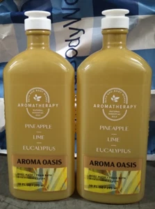 BBW Aromatherapy Aroma Oaisis Body Wash/Foam 10 oz Pineapple/Lime/Eucalyptus x2 - Picture 1 of 2