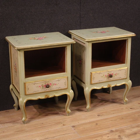Night stands antique Venetian style pair of bedside tables 2 furniture 60s Cover