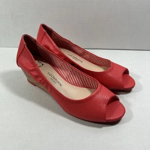 Zapatos Sandalia Liz Claiborne Corcho Cuña Sin Cordones 8.5M Coral Melocotón - Imagen 1 de 6