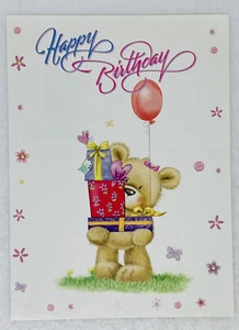 Happy Birthday Card “Hoping You Have A Wonderful Day” Teddy Bear Gift Boxes P3 - Picture 1 of 3